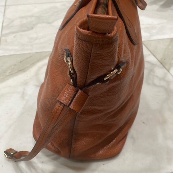 Vintage Prada brown cognac Vitello Daino leather top zip Tote 👜 made in Italy - Picture 7 of 16